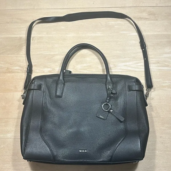 Tumi Stanton Kiran Tote Black Leather Travel Bag - Image 3