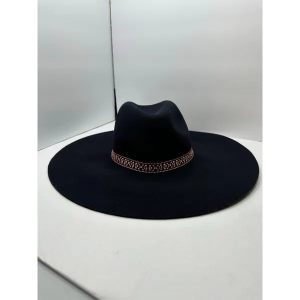 American Eagle Black Wool Wide Brim Floppy Summer Hat One Size - Image 7