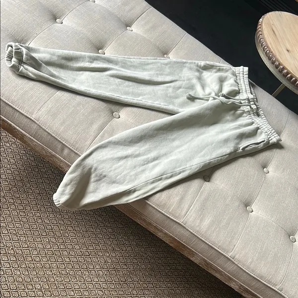 TNA Aritzia Cozy Af Fleece Sweatpants Jogger Sage Green Pockets Size Small - Image 2
