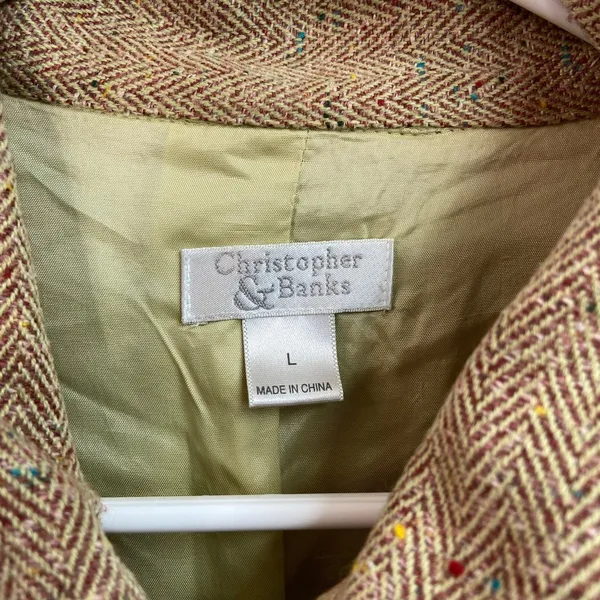 Christopher & Banks women's tweed knit‎ speckled zip collared faux pocket jacket - Image 4