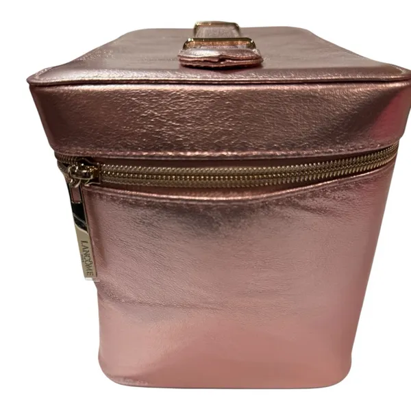 Lancôme Metallic Rose Gold Cosmetic Train Case | NWOT | Large Vanity Organizer - Image 5