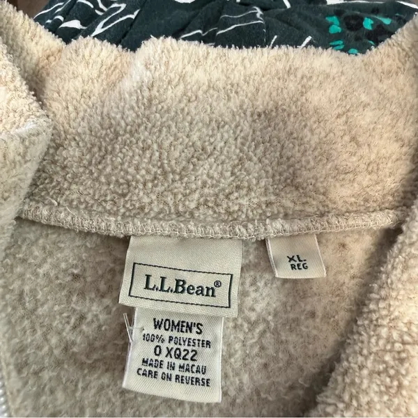 L.L. Bean Women’s‎ Sherpa Oat Brown Cream 1/4 Zip Pullover Sweatshirt Neutral XL - Image 5