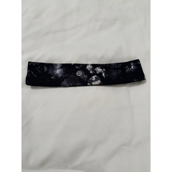 Lululemon Black Gray Tie Dye Wide Headband Stretch Workout Yoga Running HairBand - Image 3