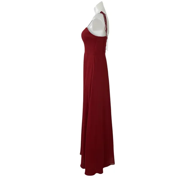 Azazie Red Sleeveless Tie Strap Cami Sweetheart Fit & Flare Bridesmaid Dress 4 - Image 2