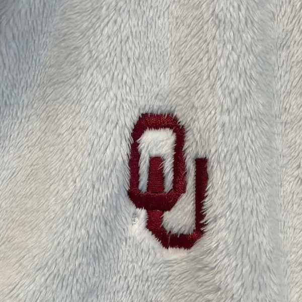 OU Jacket Women's Large White Full‎ Zip Oklahoma University Logo Faux Fur Soft - Image 7