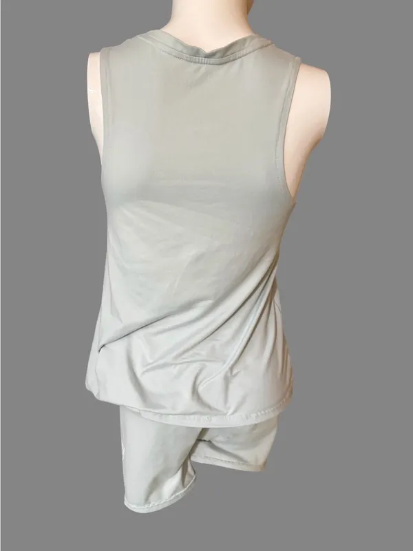 Hurley Light Blue Striped Logo Tank & Short Set - Image 4