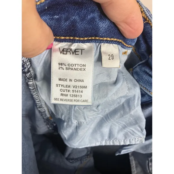 Vervet Skinny Jeans Womens 29 Blue Excellent Raw Hem Stretch Cropped V2159M - Image 5