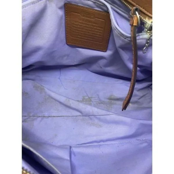 COACH Large White Brown Leather Shoulder Bag - Image 9