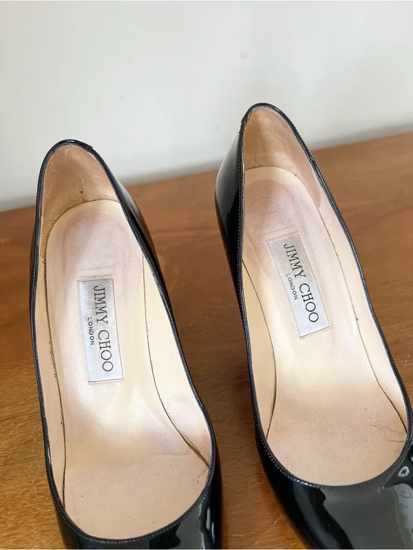 Jimmy Choo • Abel black patent leather pump stiletto heel 100mm point toe - Image 4