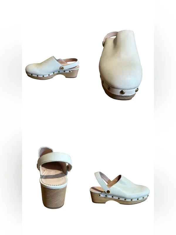 J. Crew Beige Leather Grommet Studded Convertible Clog Shoes Style Baa188 (8.5) - Image 8