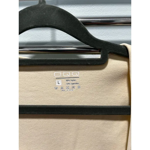 OQQ Athletic Tennis Dress Pale Yellow‎ Large Ribbed Square Neck Gym Casual - Image 2