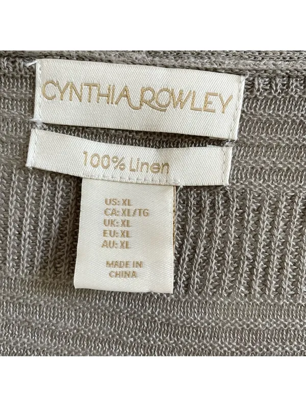 Cynthia Rowley 100% Linen Open Front Cardigan Brown Size XL Coastal Luxury - Image 3