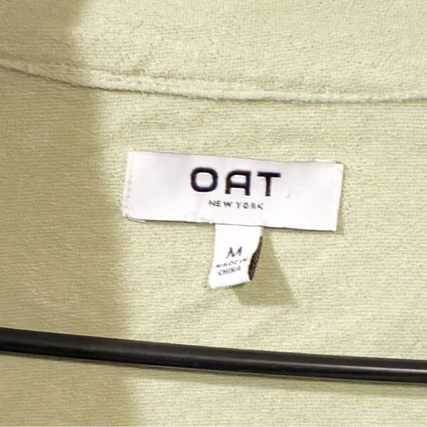 OAT New York Top Polo Sweatshirt Collared Long‎ Sleeve Green Women’s Size Medium - Image 3