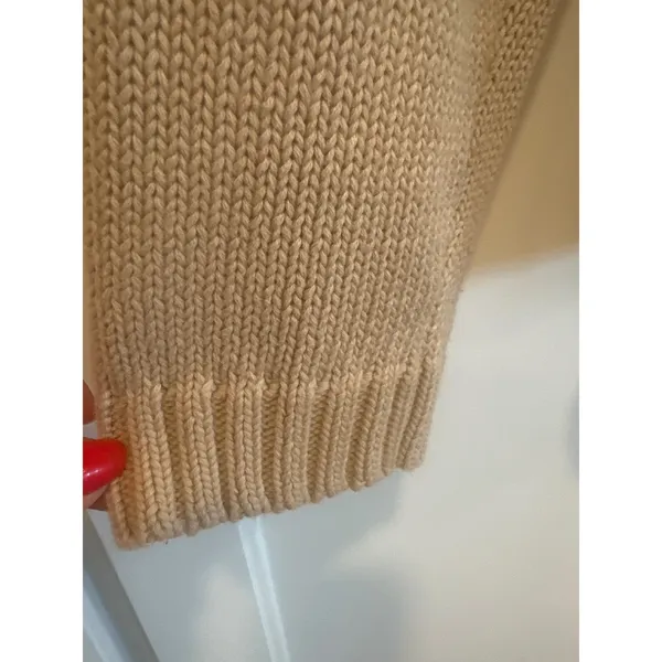 Lauren Ralph Lauren Tan Cotton Full Zip Cardigan Sweater Ribbed Knit Womens L - Image 5