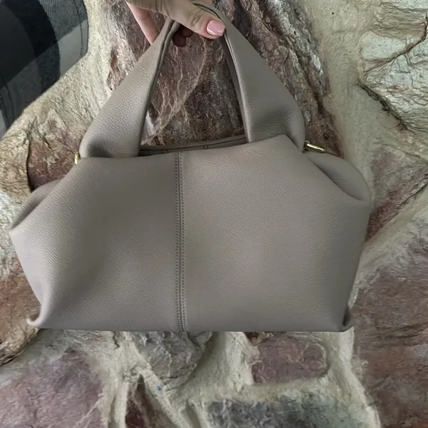 Commense Plain Detailed Dumpling Bag Tan - Image 2