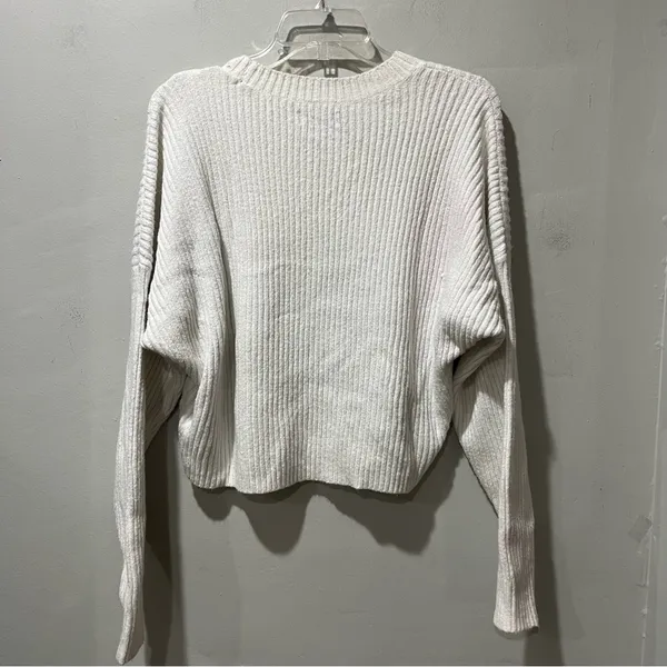 Hollister Womens Cropped Pullover Long Sleeve Knit Sweater‎ White Size Large - Image 6