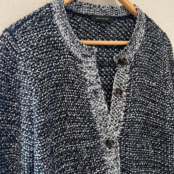 Ann Taylor Metallic Knit Sweater Blazer | Size Small - Image 2