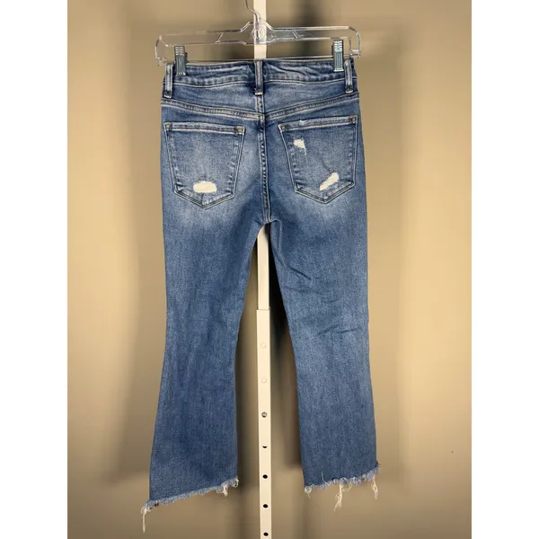 Flying Monkey Distressed Raw Hem Cropped Flare Jeans Size 25 - Image 2