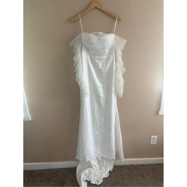 Lulus Eternal Bliss White Tulle Off-the-Shoulder Bustier Maxi Dress Size Small - Image 5