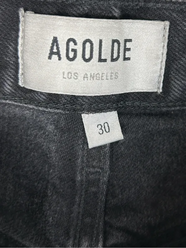 AGOLDE Lana organic cotton dark gray black straight leg distressed jeans size 30 - Image 7