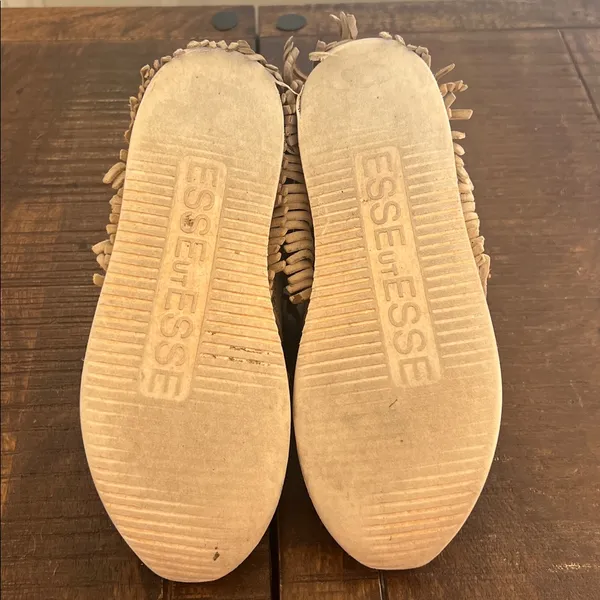 Esseutesse Shoe Size 39 Beige Leather Upper Metallic Foil Fringe Sneakers - Image 12