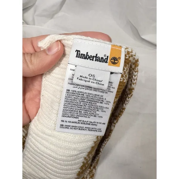 Timberland‎ Plaid Knit Scarf Brown White OS Acrylic Winter Cold Weather T101808 - Image 4