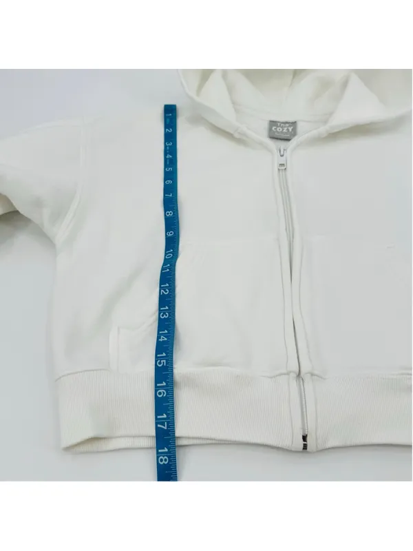 Aritzia Women's Tna White Terry Fleece Boyfriend Boxy Zip Hoodie XS - Image 6