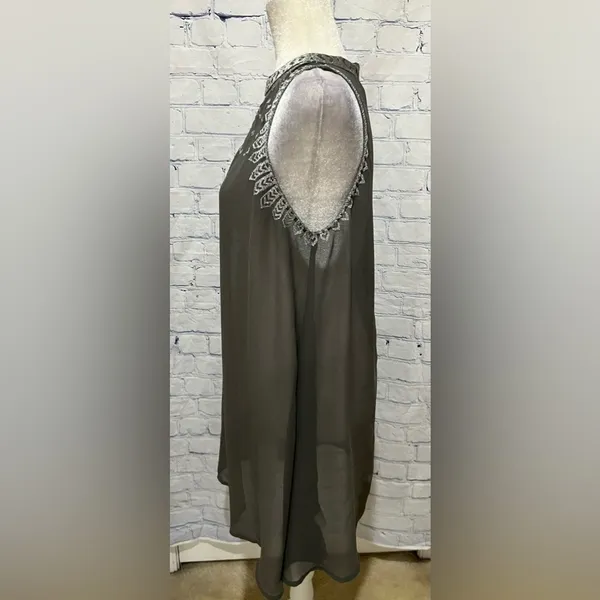 Anthropologie embroidered sheer gray minidress by Altr'd State Size Large - Image 3