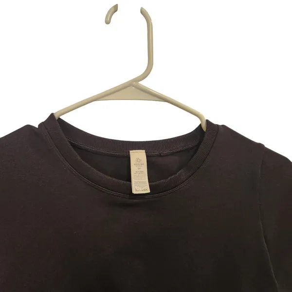 Offline By Aerie Black Short Sleeve Crew Neck Basic Crop Top Casual Tee Small - Image 4