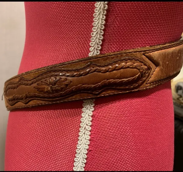 Vintage wester leather belt Brown Size M - Image 9