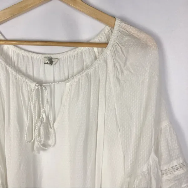Lucky Brand White Swiss Dot‎ Layered Short Sleeve Blouse S - Image 3