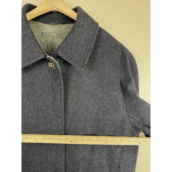 Vintage Marcona Women’s Wool & Alpaca Overcoat Gray with Green Cuffs Size 12 - Image 15