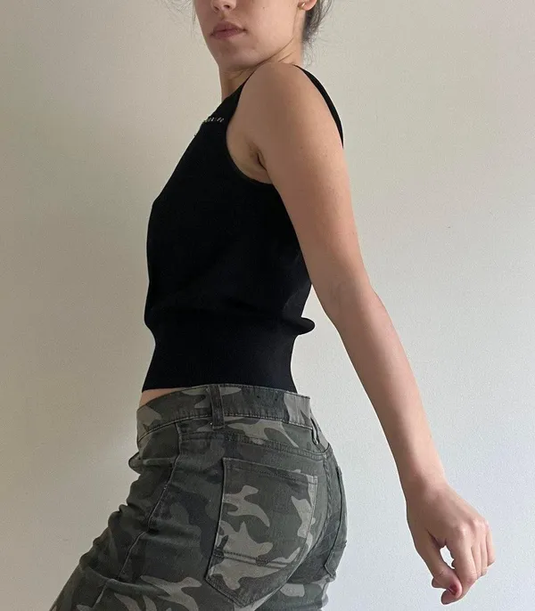Knit Beaded 90s Top Black - Image 2