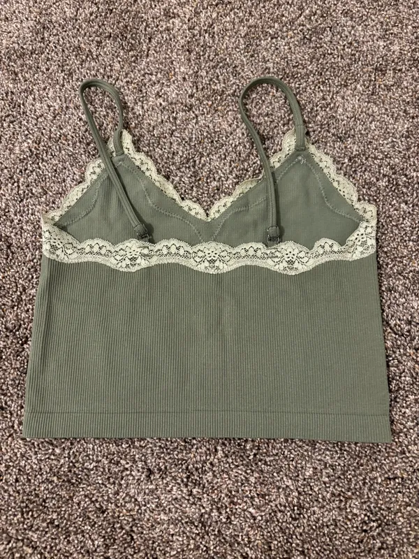 Lace Trim Dark Green Cami - Image 2