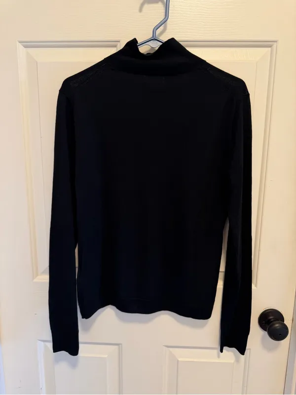 J. Crew Carolyn turtleneck sweater in merino wool Black size Large - Image 4