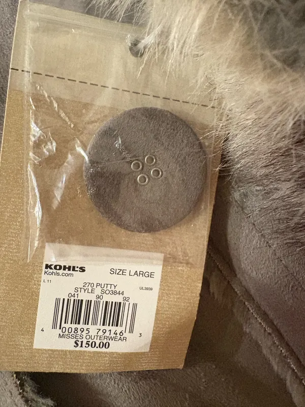 Sonoma Life + Style Faux Suede Coat with Faux Fur Trim – Size Large (NWT) - Image 6