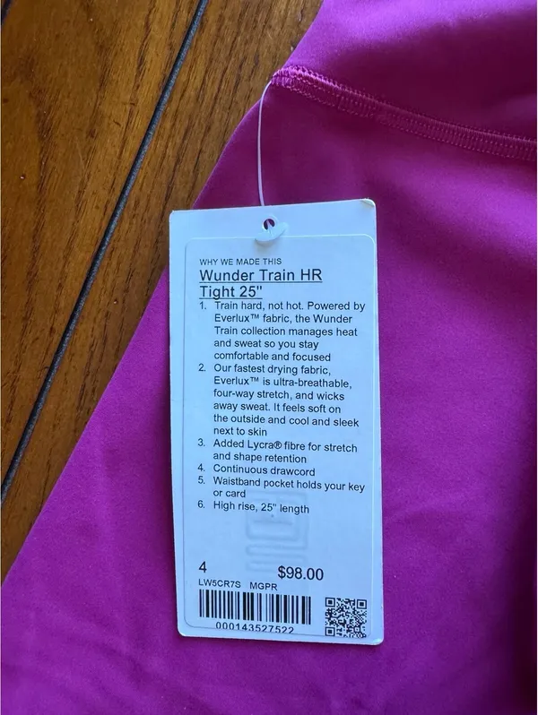 Lululemon Wunder Train High Rise 25” Magenta Purple Size 4 NWT - Image 4
