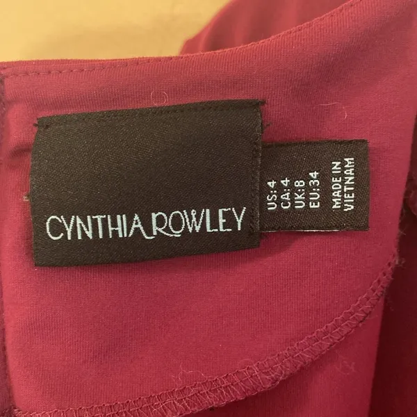 Cynthia Rowley Soft Stretch Burgundy Plum Long Sleeve Shift Dress Sz‎ 4 - Image 2