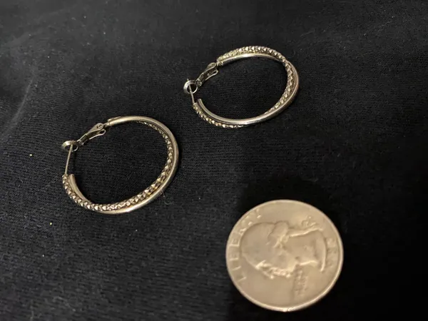 Silver Hoop Earrings - Image 2