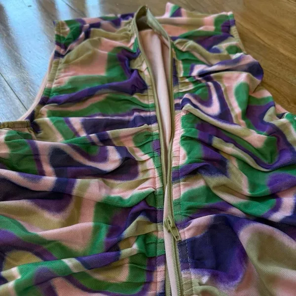 Multicolor Abstract Pattern Dress Pink Size M - Image 3
