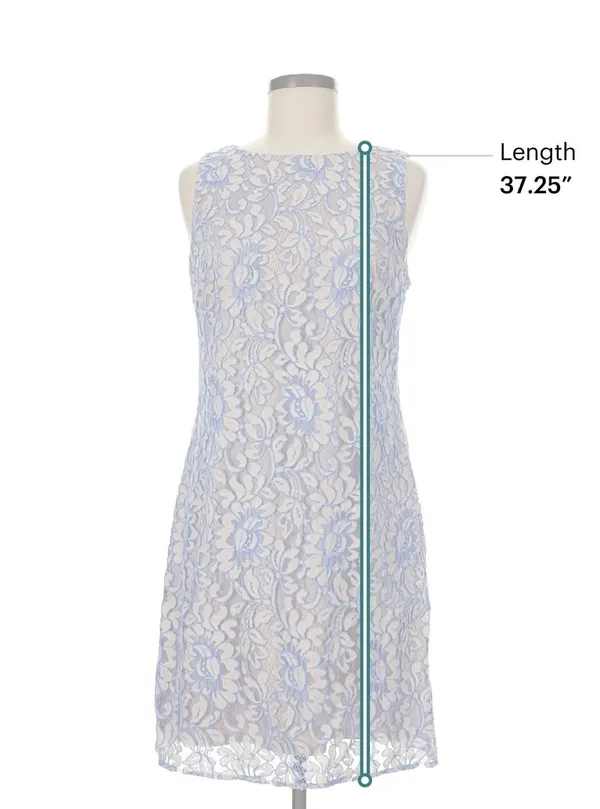 Eliza J Light Blue Floral Lace Sleeveless Shift Cocktail Dress Nude Lining Sz 6 - Image 6
