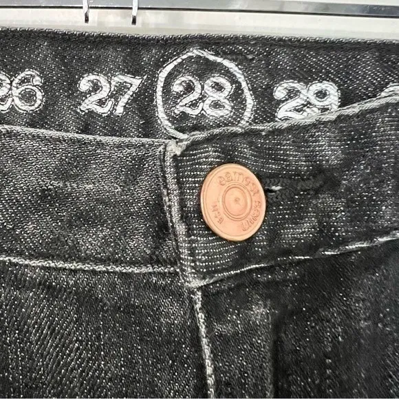 Earnest Sewn Harlan Crop Distressed Slim Straight Jeans Black Size‎ 28 - Image 5