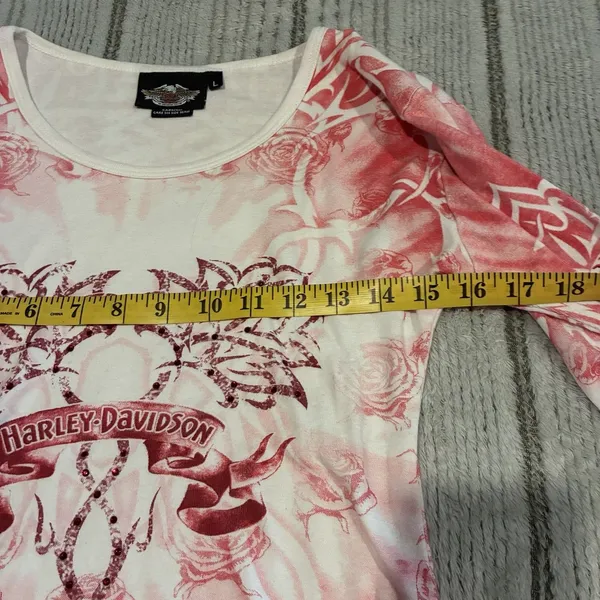 90s Vintage Pink Harley Davidson Long Sleeve T-shirt Size Large - Image 5