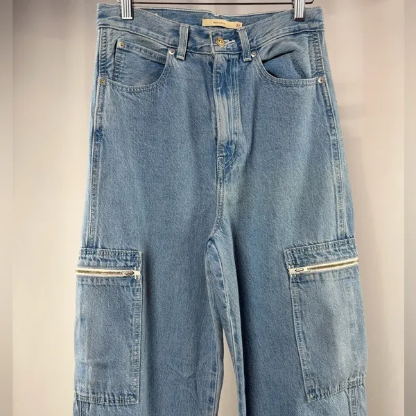 Levi's Utility High Loose Cargo Jeans in‎ Blue Size 27 - Image 4