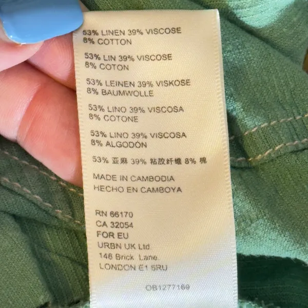 500 |‎ Urban Outfitters Boho Linen Blend Tie Shoulder Romper Green Womens S - Image 7
