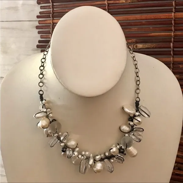 Silpada Sterling Silver Pearl & Glass Beaded Oxidized Necklace. - Image 3