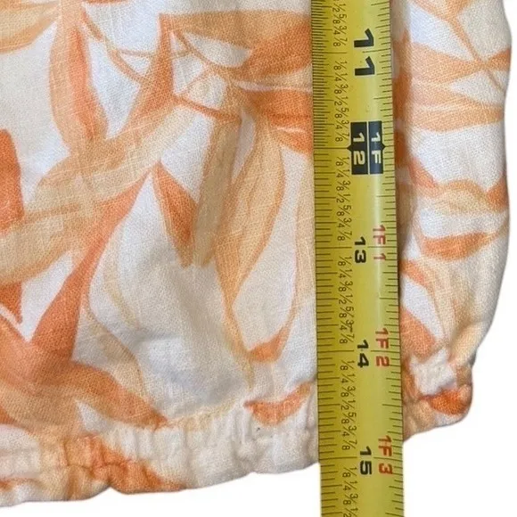 Abercrombie‎ & Fit Puff Sleeve Linen Crop Top Orange Cream Floral Preppy Cottage - Image 8