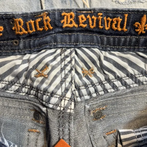 Rock‎ Revival Sara Boot Jeans Womens 29 Blue Dark Wash Embellished Bootcut Flap - Image 12