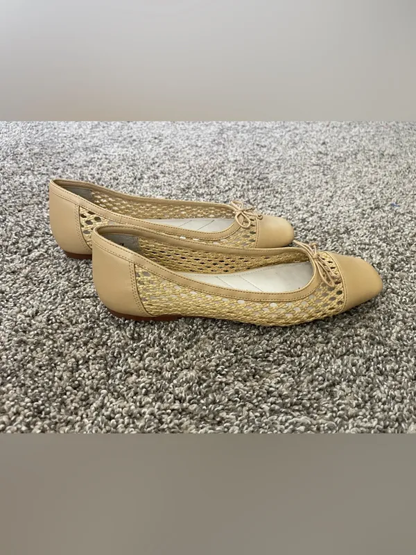 Women’s Franco Sarto Myra Cap-Toe Woven Flats Beige Tan Size 7.5 - Image 6