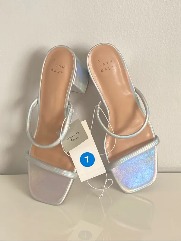 a new day Holographic Metalic Strappy Block Heel Sandal - Image 4